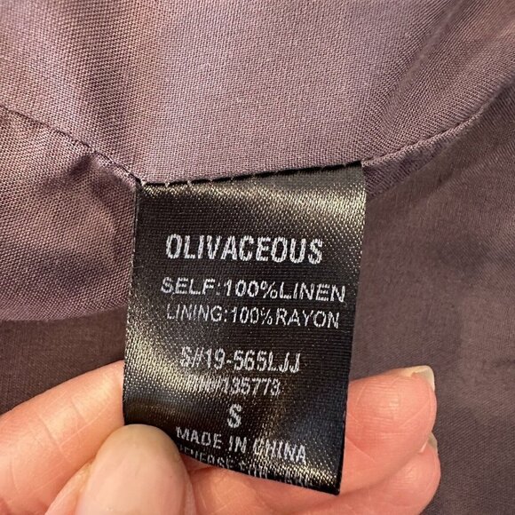 Olivaceous Women's Linen Blend Blazer Jacket Career Size S Gray White Striped - Picture 9 of 11